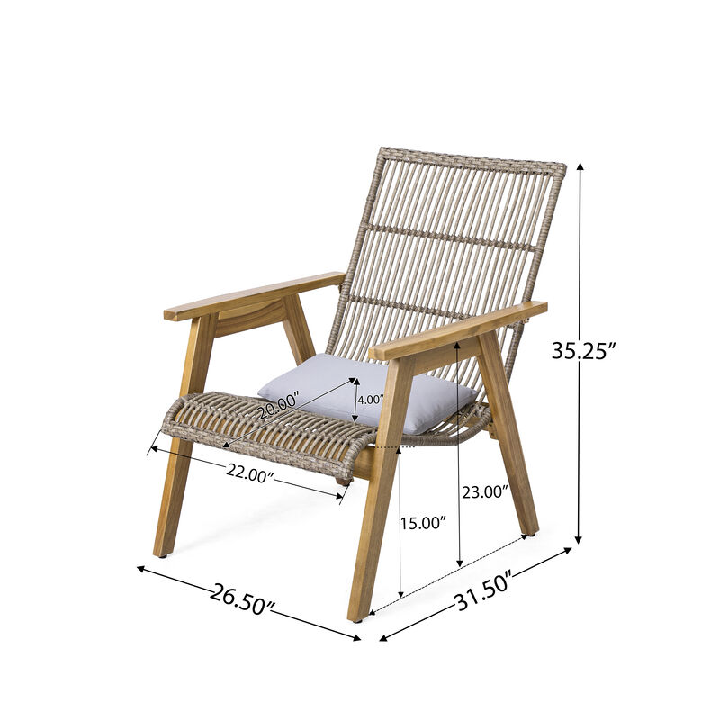 Merax Outdoor Acacia Wood 3-Piece Lounge Seating Set