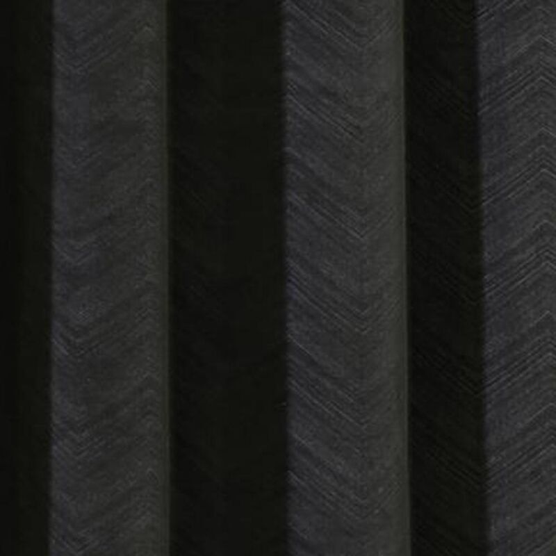 Thermalogic Minuit Luxury Solid Velvet Fabric Chevron Design Room Darkening Grommet Curtain Panel Black