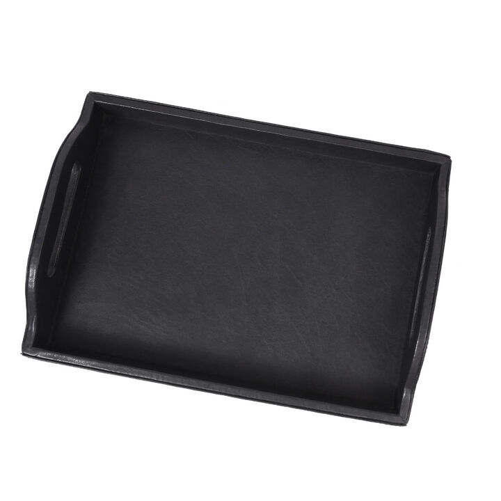 Ombra Leather Serving Tray - Black
