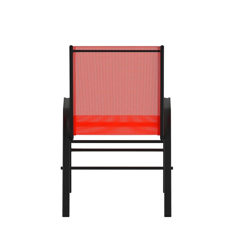 Flash Furniture Brazos Series Red Outdoor Stack Chair with Flex Comfort Material and Metal Frame, Set of 4