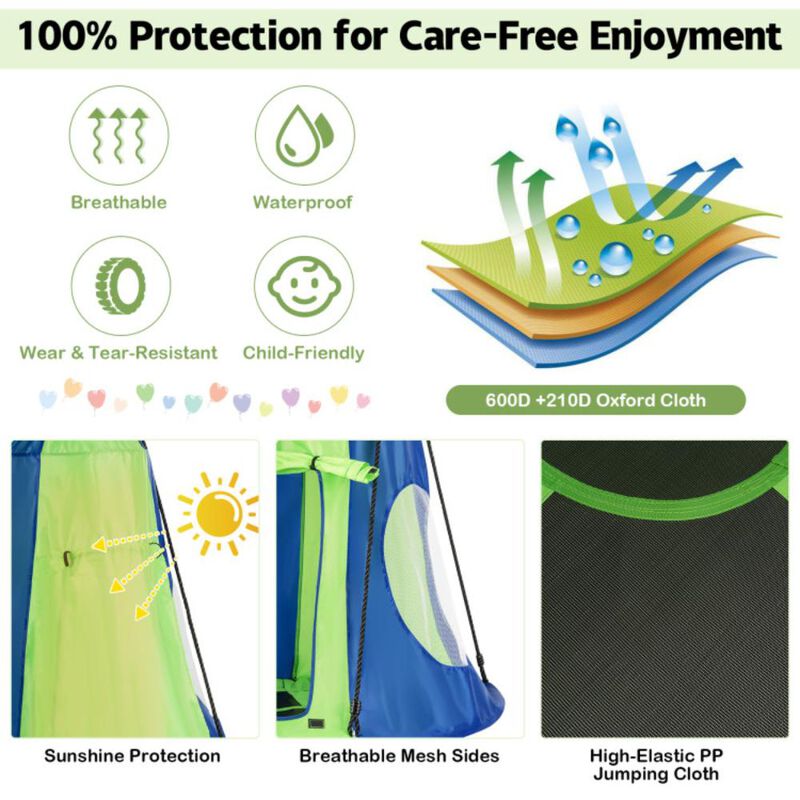 Hivvago 2-in-1 40 Inch Kids Hanging Chair Detachable Swing Tent