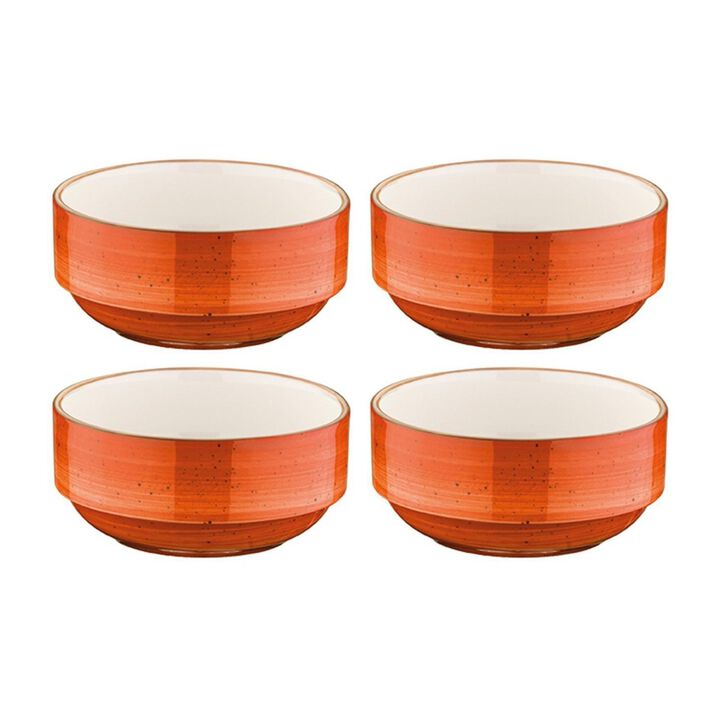 Terracota dia.5.5" h:2.5" 17 oz. Round Terracotta Porcelain Bowl (Set of 4)