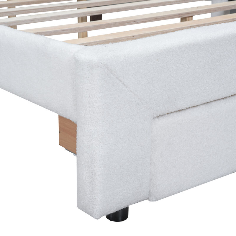 Merax Teddy Fleece  Platform Bed with Drawer