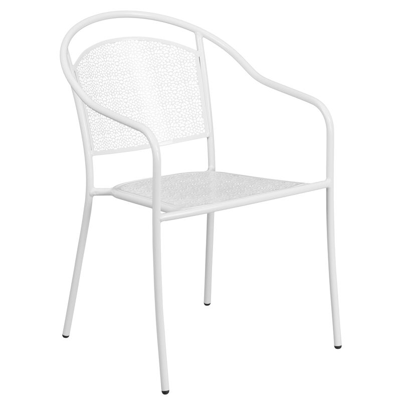 Flash Furniture Commercial Grade 30" Round White Indoor-Outdoor Steel Folding Patio Table Set with 4 Round Back Chairs
