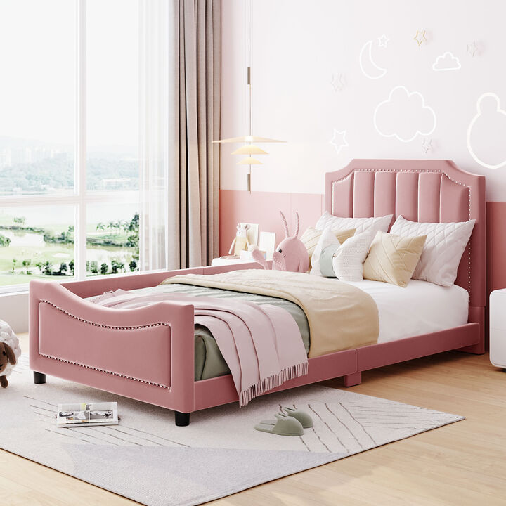 Merax Velvet Upholstered Daybed with Headboard