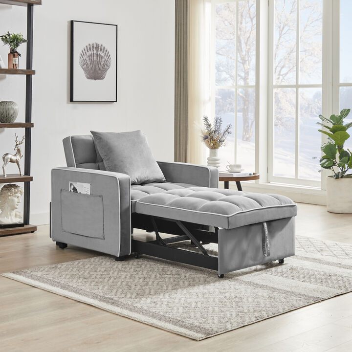 Adjustable Folding Sofa Bed Chair - Grey