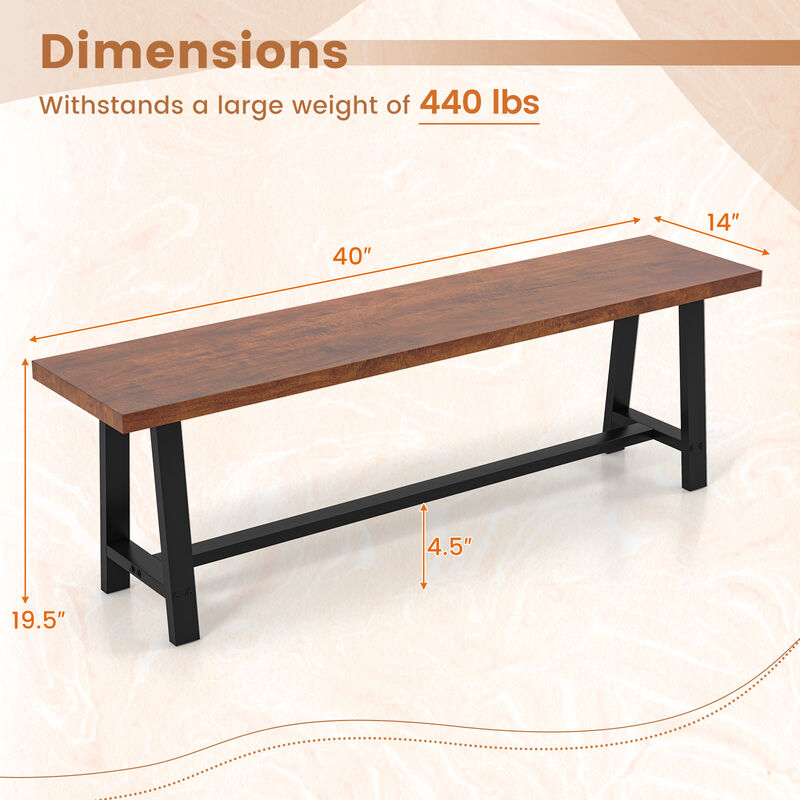 3-Person Dining Bench, Entryway Shoe Bench with Metal Frame for Storage and Seating