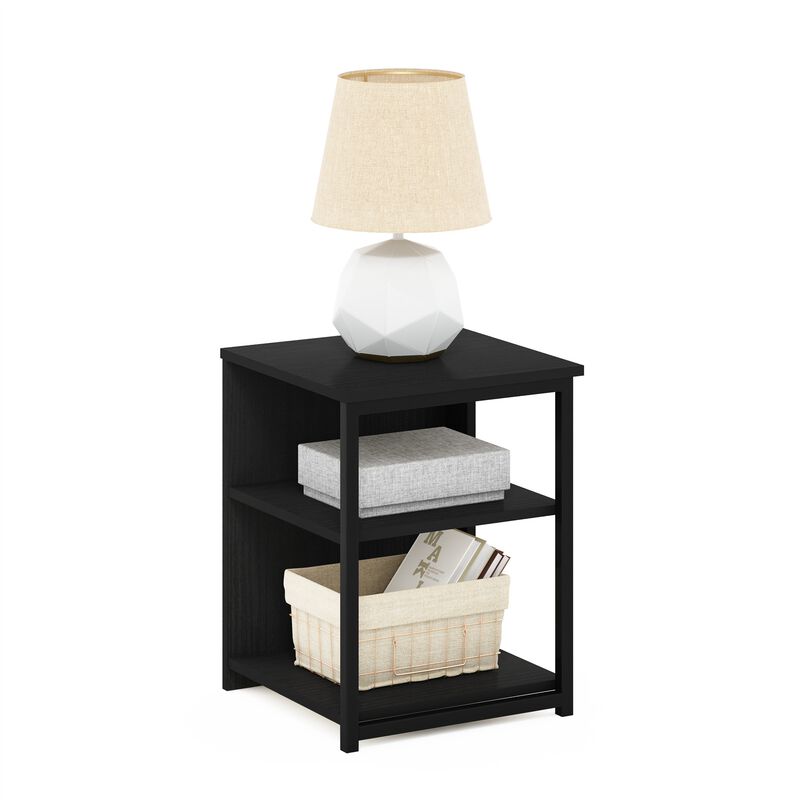 Furinno Camnus Modern Living End Sofa Side Table/Nightstand with Metal Frame Support, Americano/Black
