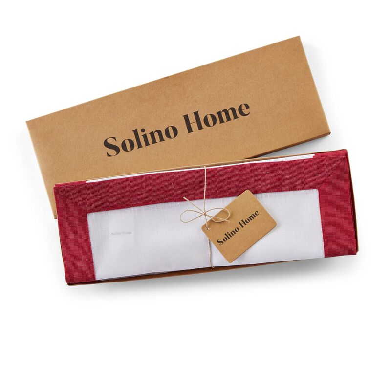 Solino Home 100% Pure Linen 14 x 19 Inch Placemats Set of 4 | Festive Edge