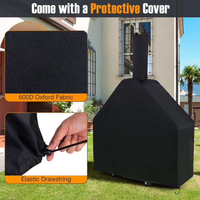 Hivvago Outdoor Pizza Oven with Protective Cover and Grill Racks and Built-in Thermometer