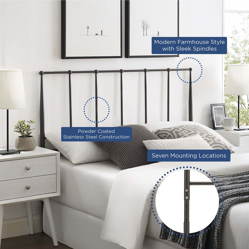 Modway - Kiana Queen Metal Stainless Steel Headboard Brown
