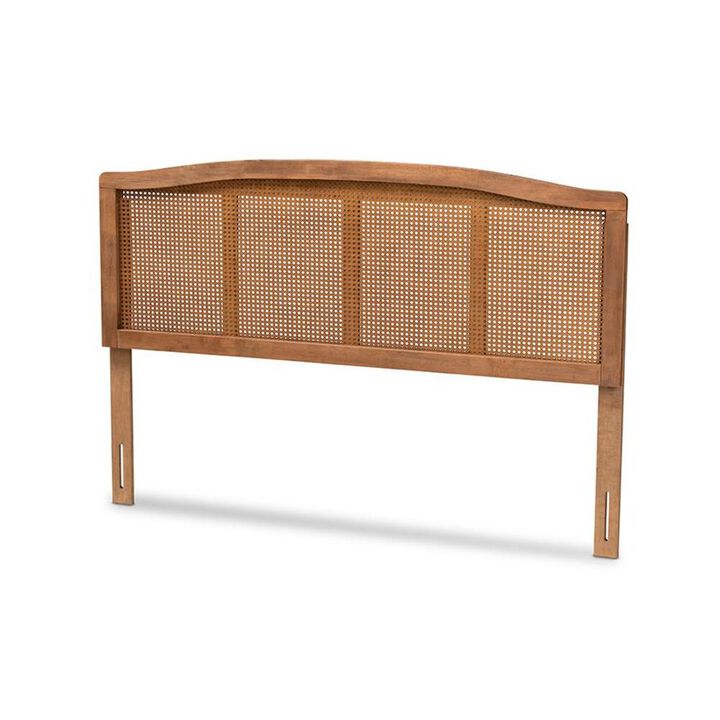 Baxton Studio Ash Wanut Finished Wood and Synthetic Rattan King Size Headboard