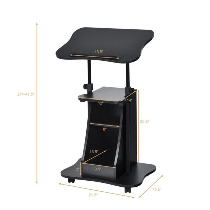 Hivvago Sit-to-Stand Laptop Desk Cart Height Adjustable with Storage