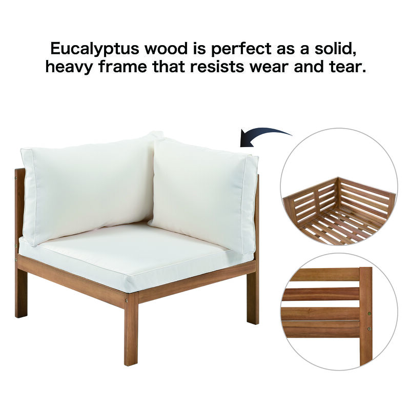 Merax Wood Structure Outdoor Sofa Set with Table