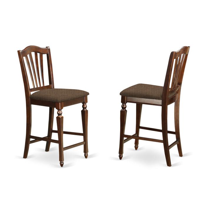 East West Furniture CHEL7-MAH-C 7 Pc pub height set- Square Counter height Table with 6 Stools
