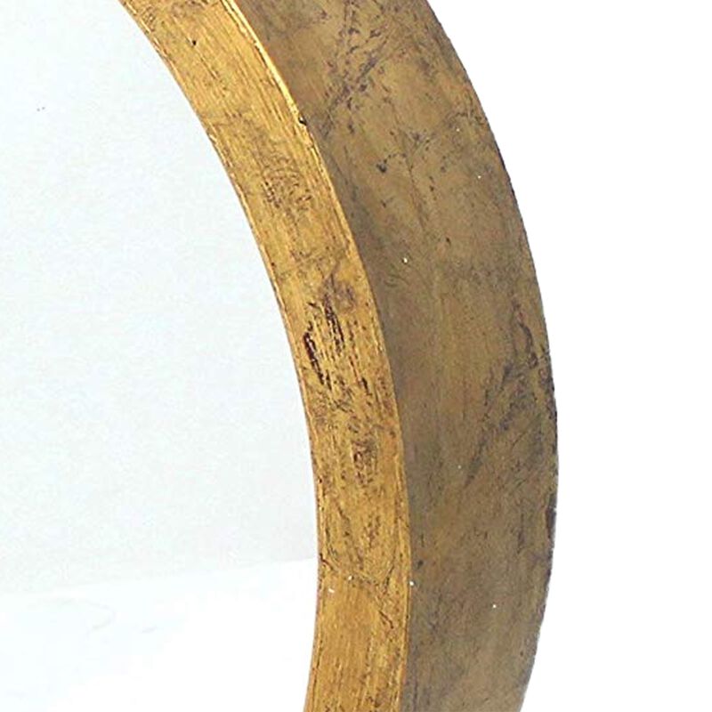 Rustic Style Wall Mirror with Round Tray Shape Frame, Gold and Silver-Benzara
