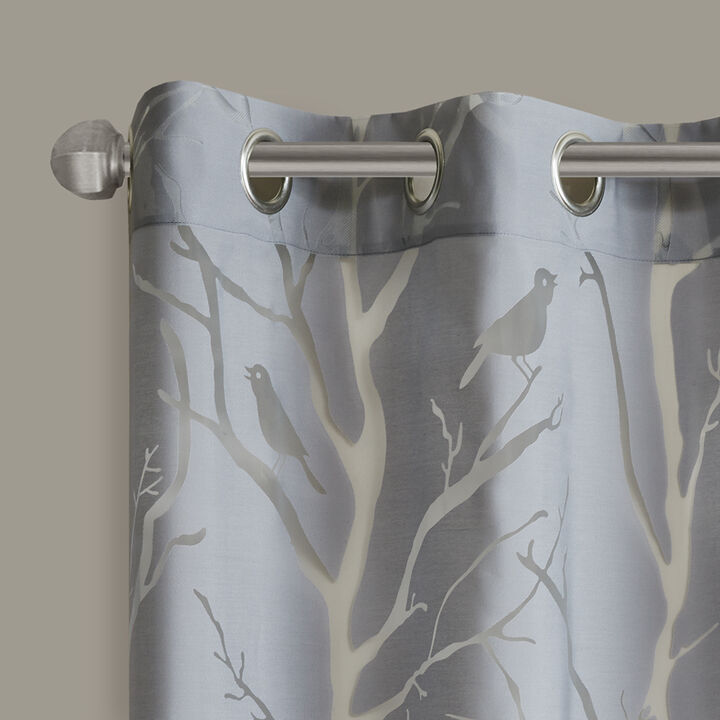 Gracie Mills Kieran Whimsical Bird on Branches Sheer Window Curtain - 50x63"