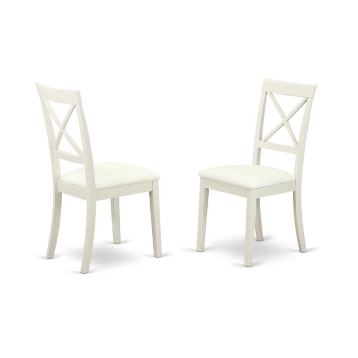 East West Furniture Dining Chair Linen White, BOC-WHI-LC