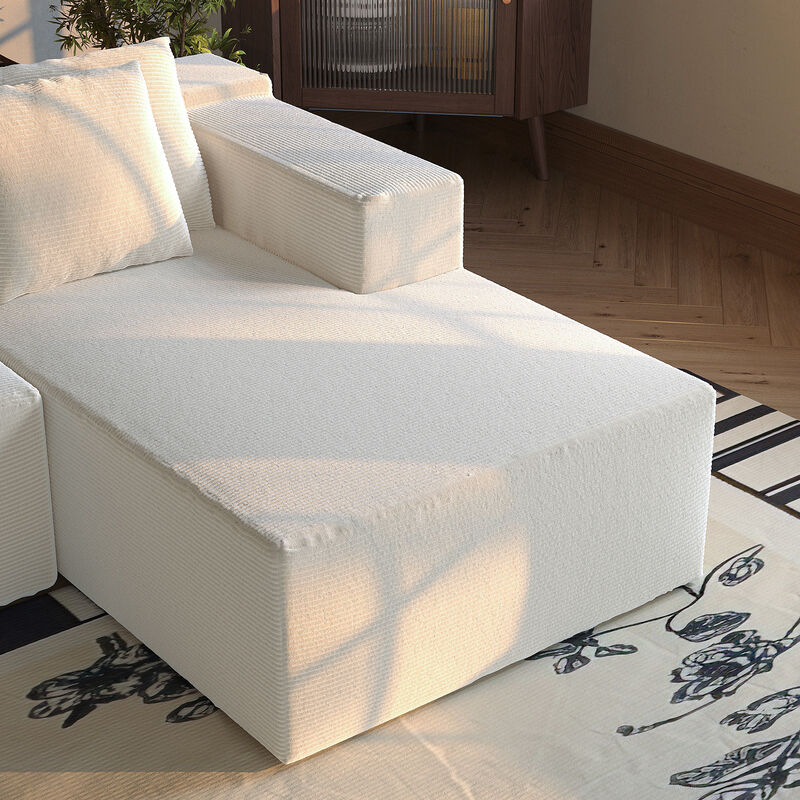 FUFU&GAGA Compressed Sofa, Fabric & Sponge Upholstered Couch – Modern 3-Seater (105.9" W x 37" D x 26.4" H),Beige