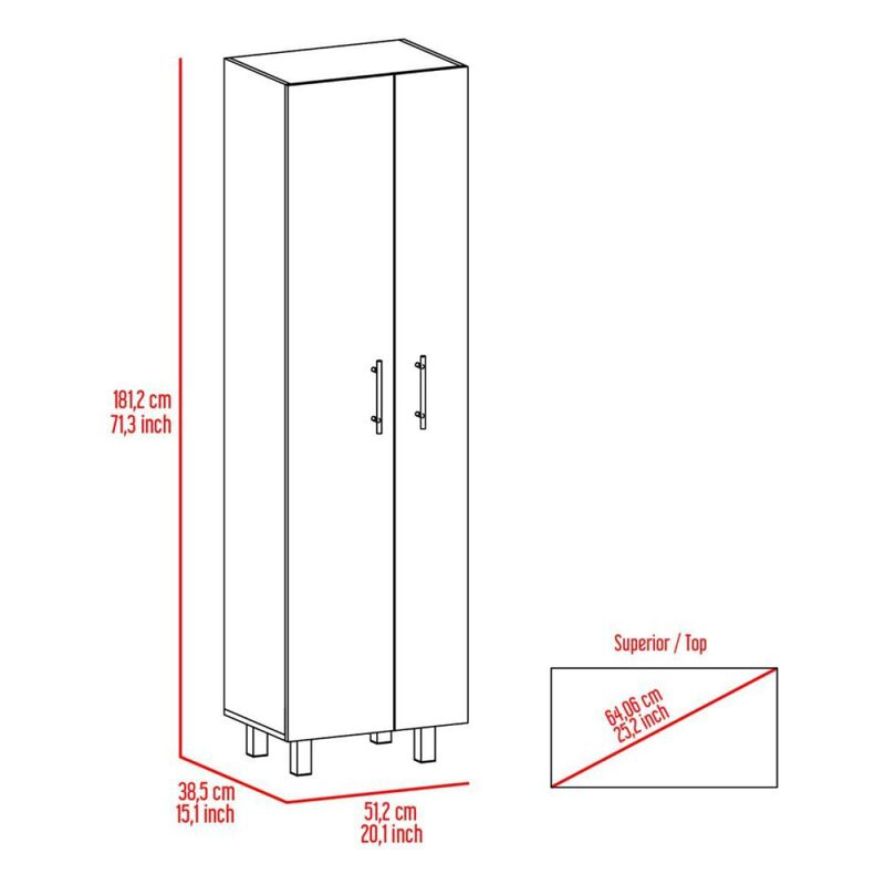 Halifax 2-Door Rectangle Closet Pantry Light Gray And White