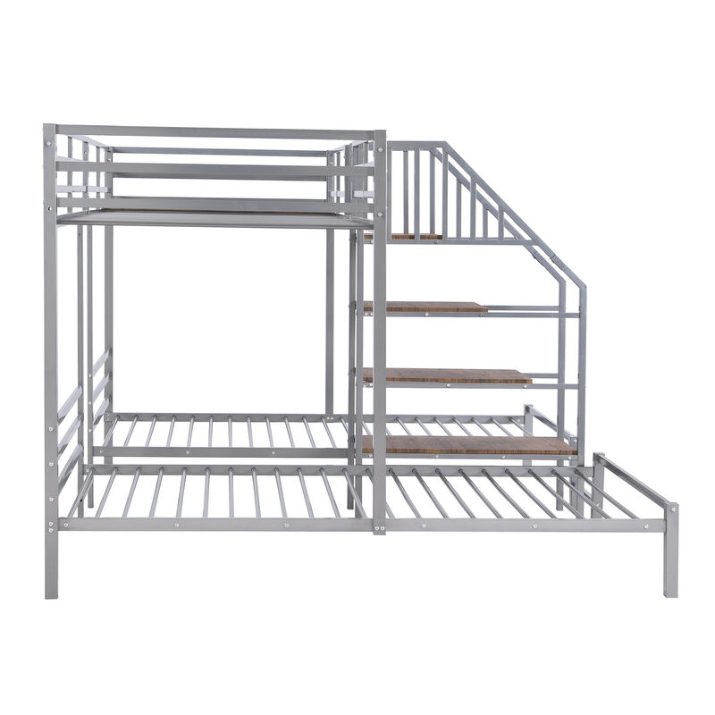 Merax Triple Bunk Bed with Storage Shelves