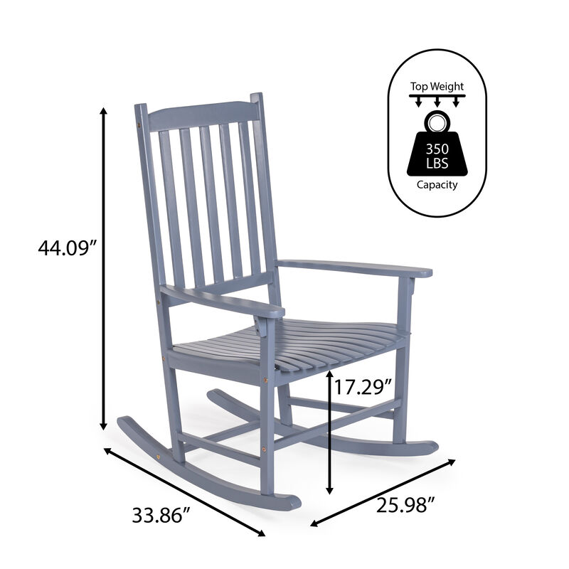 Seagrove Farmhouse Classic Slat-Back Acacia Wood Outdoor Rocking Chair
