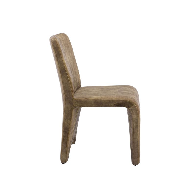 Cid Lou 19 Inch Side Dining Chair Set of 2, Brown Polyester, Panel Frame - Benzara
