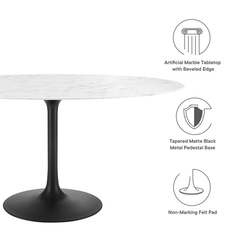 Modway - Lippa 60" Oval Artificial Marble Dining Table Black White