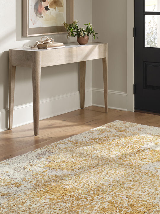 Lindsay LIS01 Gold/Antique White 18" x 18" Sample Rug