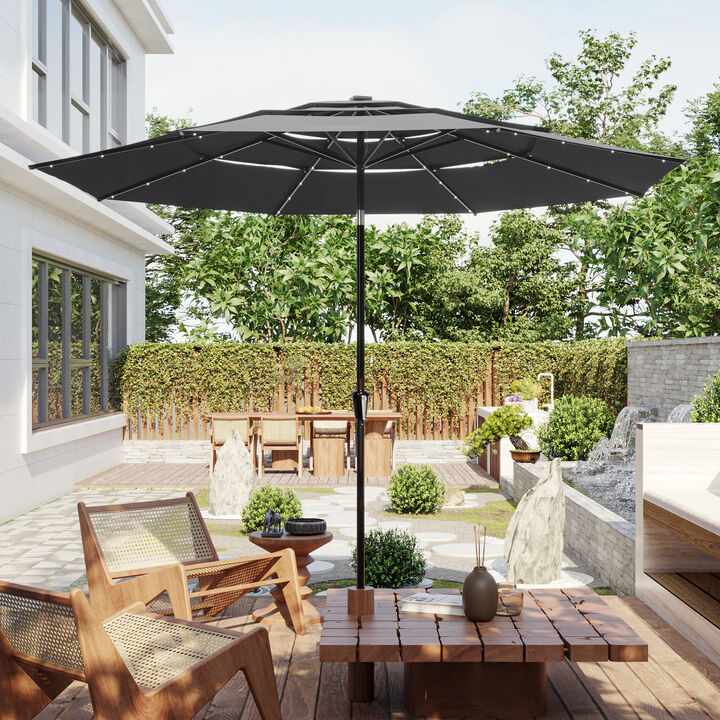 FUFU&GAGA 11ft Outdoor 3-Tier Patio Umbrella with 32 Solar Lights, Adjustable Tilt & Crank (130" W x 130" D x 98.4" H)