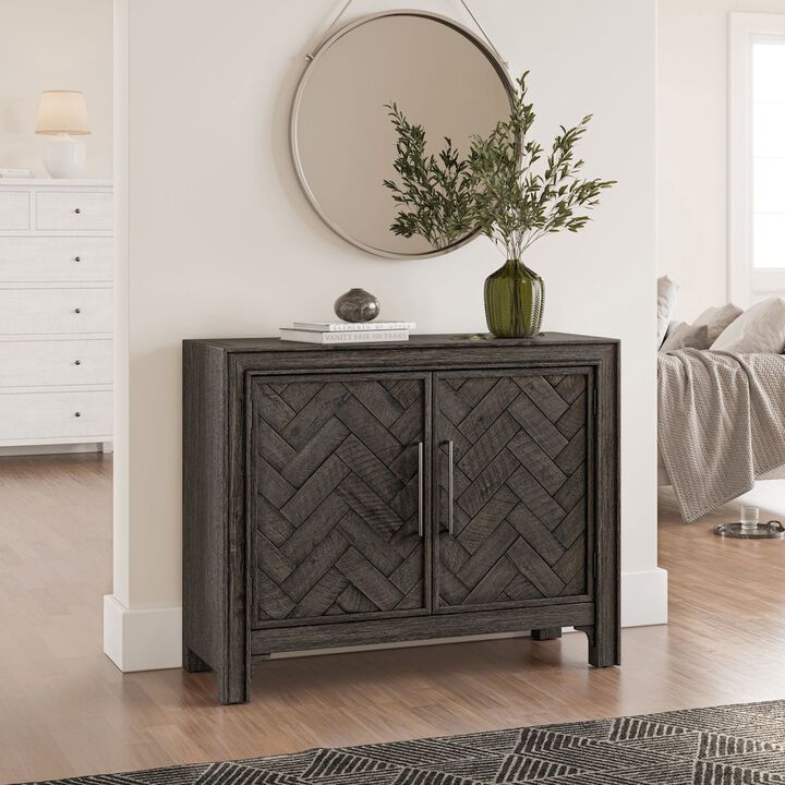 Jofran Gramercy Mid-Century Modern Chevron Two Door 40 Accent Chest