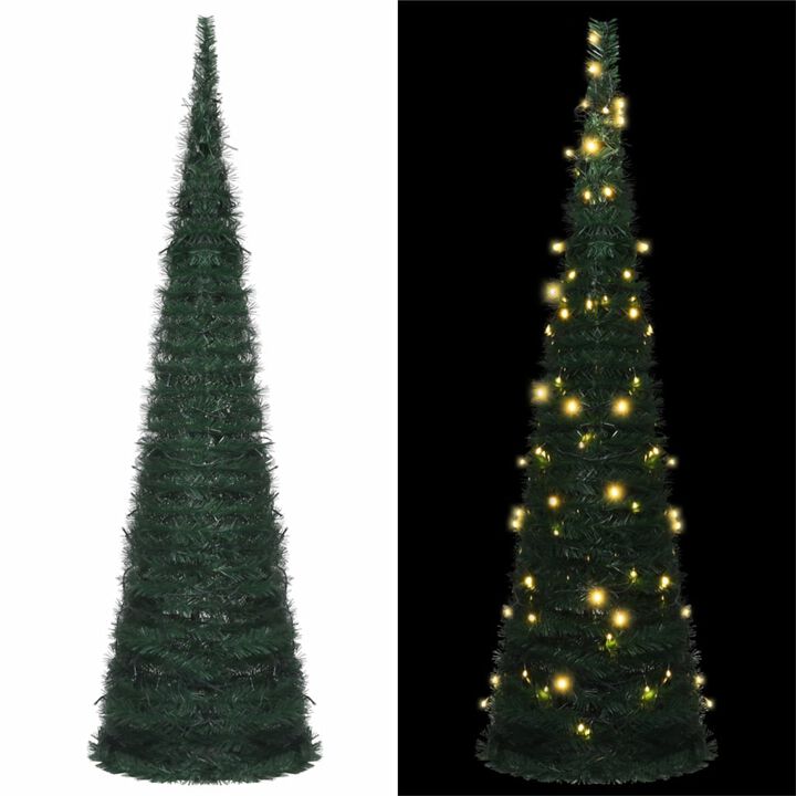 vidaXL Pop-up String Artificial Christmas Tree with LED Green 59.1"