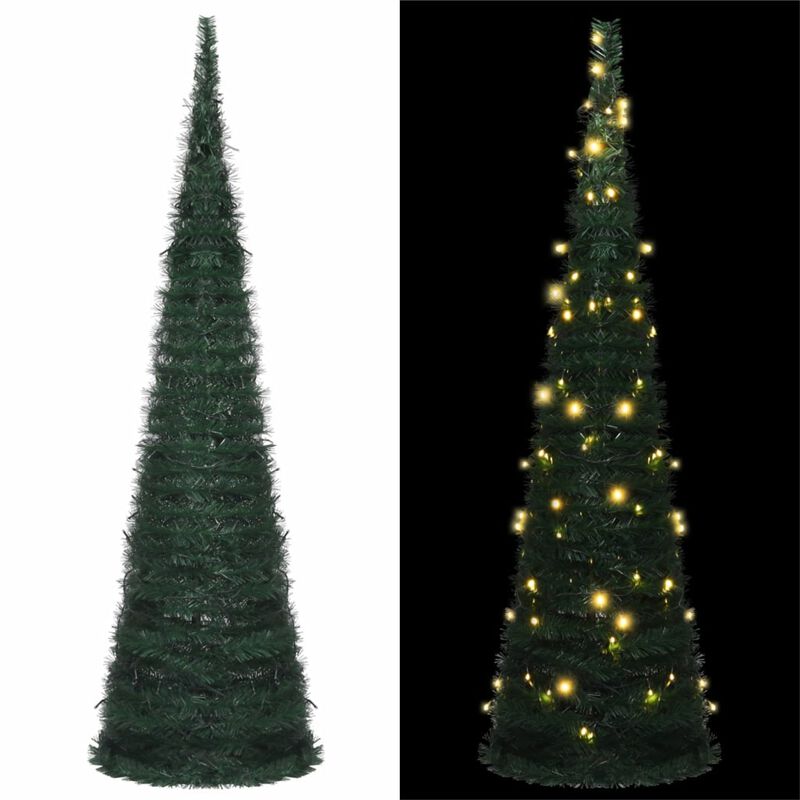 vidaXL Pop-up String Artificial Christmas Tree with LED Green 59.1"