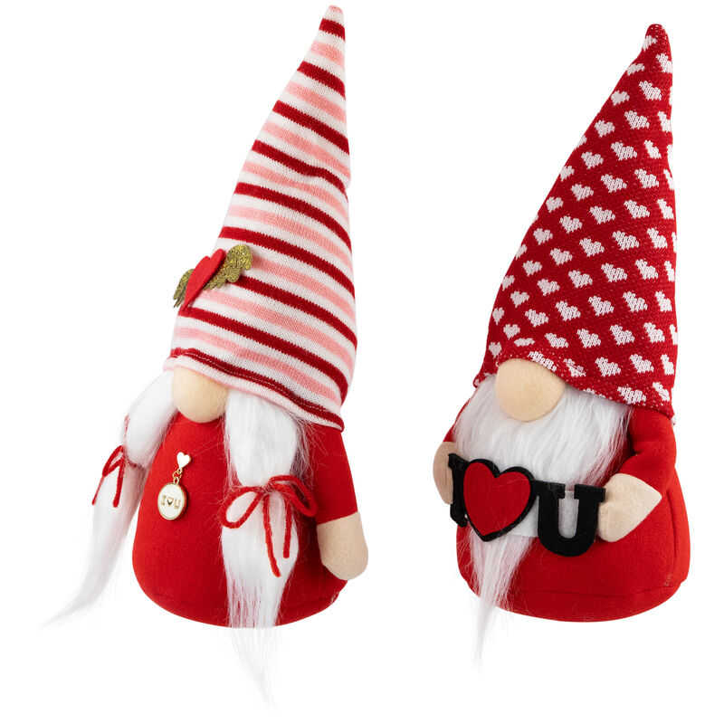 Plush "I Heart U" Valentine's Day Gnomes  -12" - Set of 2