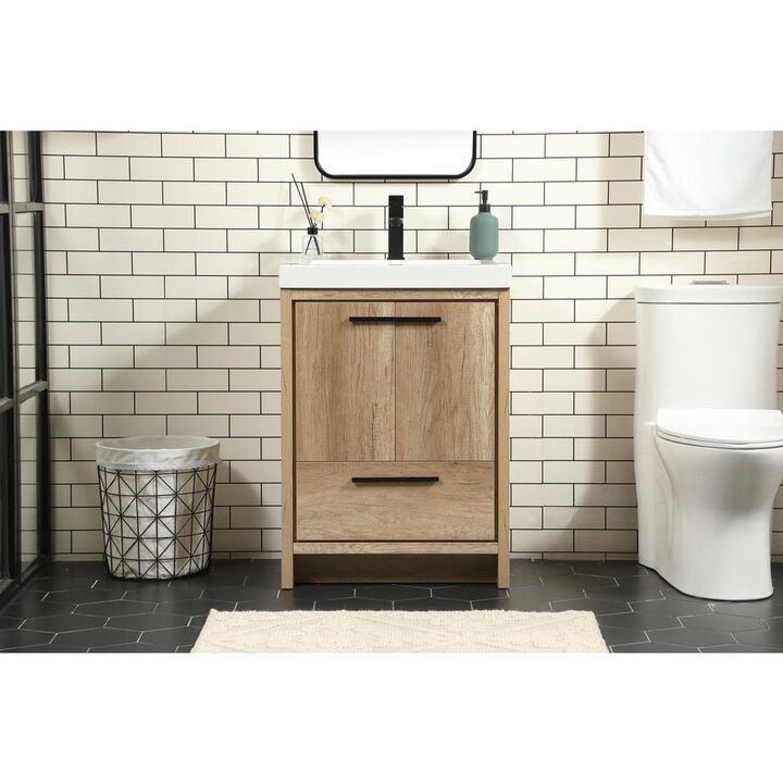 Elegant Kitchen and Bath 24 inch Single bathroom vanity in natural oak