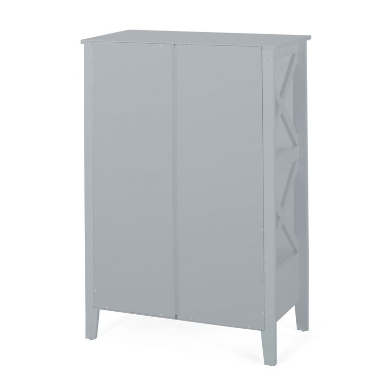 Veny Bathroom Linen Storage Rack, 24 x 36, 2 Shelves, 2 Drawers, Gray - Benzara