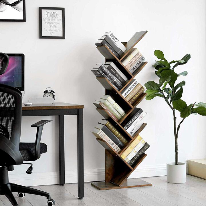 8-Tier Tree Bookshelf with Wooden Shelves – Ideal for Home Office