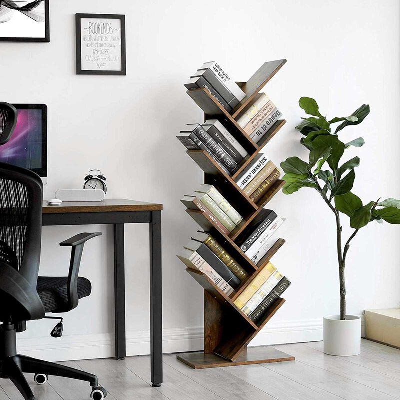 8-Tier Tree Bookshelf with Wooden Shelves – Ideal for Home Office