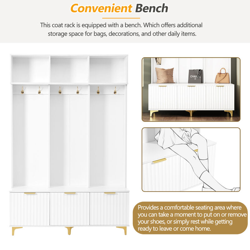 Merax Modern Storage Hall Tree with Bench