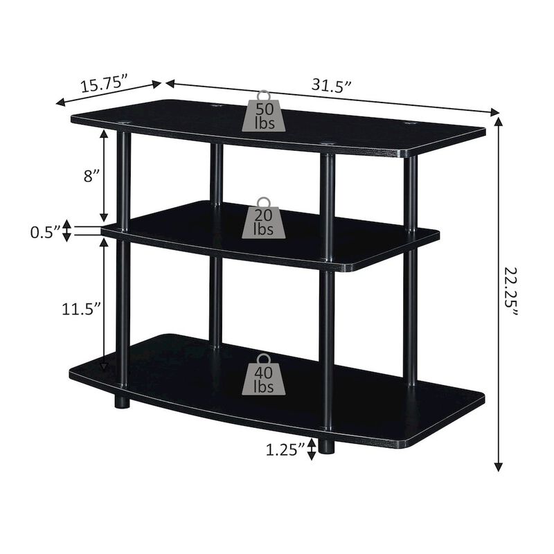 Convenience Concepts Designs2Go No Tools 3 Tier TV Stand for TVs up to 37 Inches