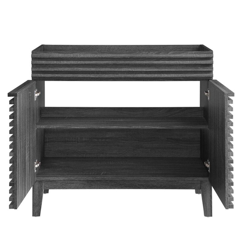 Modway Render 35" MDF and Particleboard Bathroom Vanity Cabinet in Charcoal