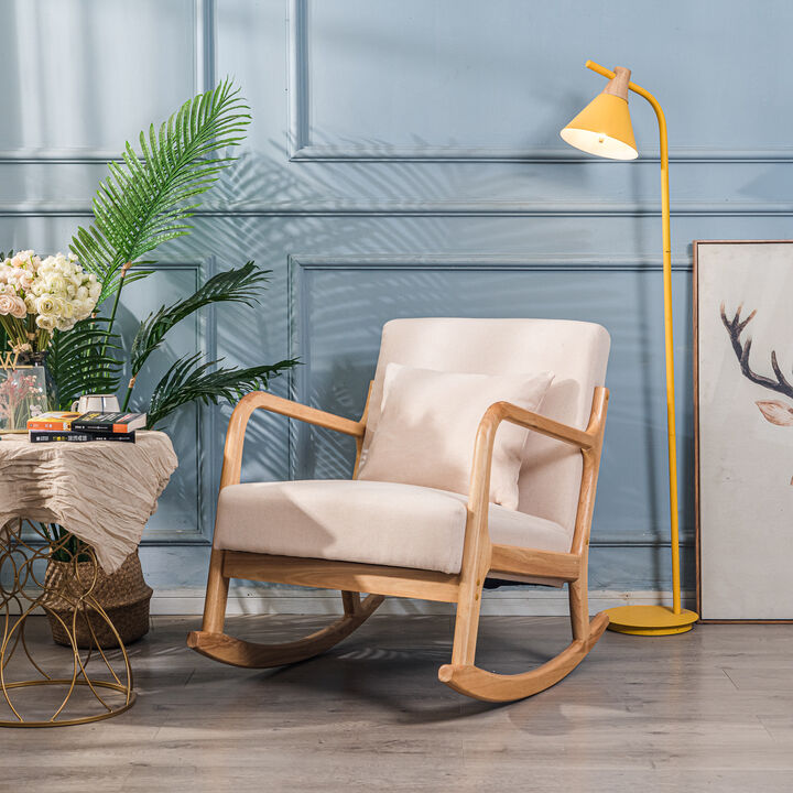 DIANA Solid Wood and  Fabric Rocking Chair
