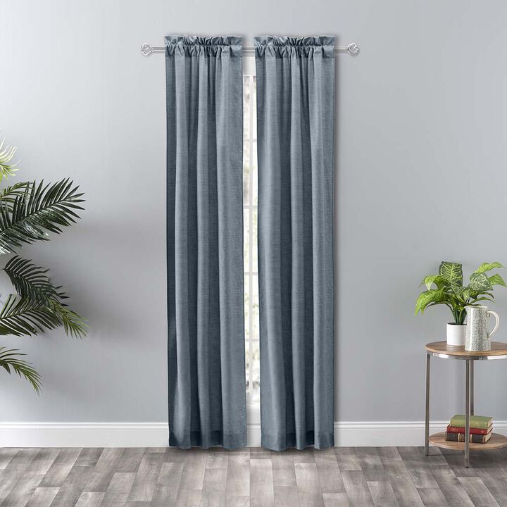 Ellis Curtain Lisa Solid Color Poly Cotton Duck Fabric Tailored Panel Pair with Ties