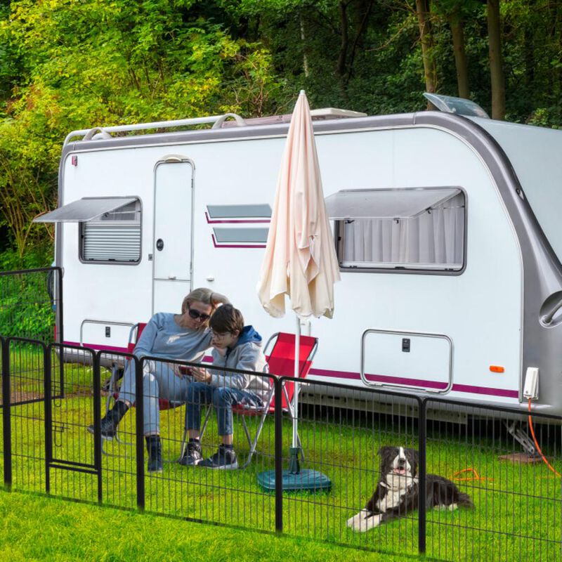 Hivvago 16 Panel 24/32/40 Inches Height Dog Playpen with Lock and Large Door
