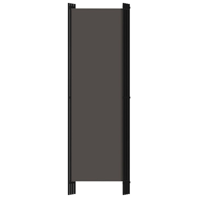 Freestanding Room Divider with 4 Panels, Dark Gray Fabric, 71x79 Iron - Benzara
