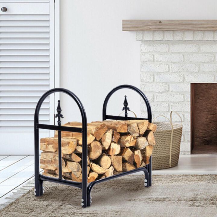 Hivvago 2 Feet Outdoor Heavy Duty Steel Firewood Storage Holder
