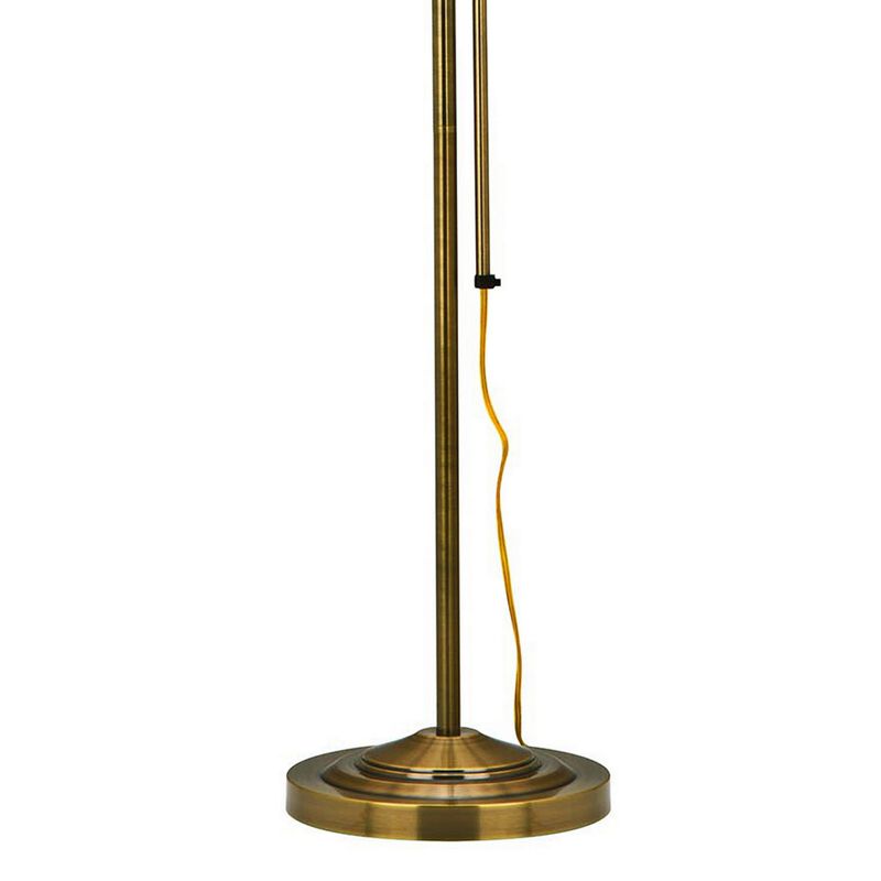 Metal Rectangular Floor Lamp with Adjustable Pole, Gold-Benzara