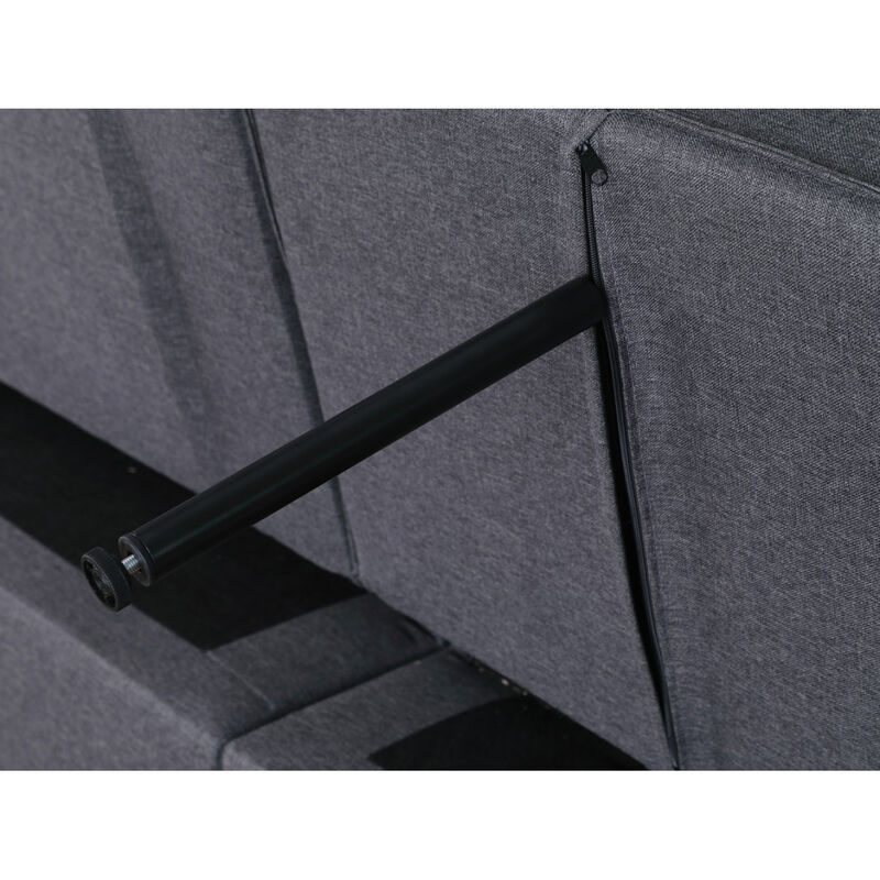 Zoey Dark Gray Linen Convertible Sleeper Loveseat With Side Pocket