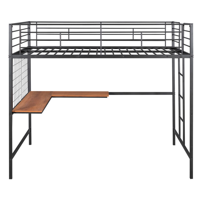 Full Metal Loft Bed With Desk And Metal Grid