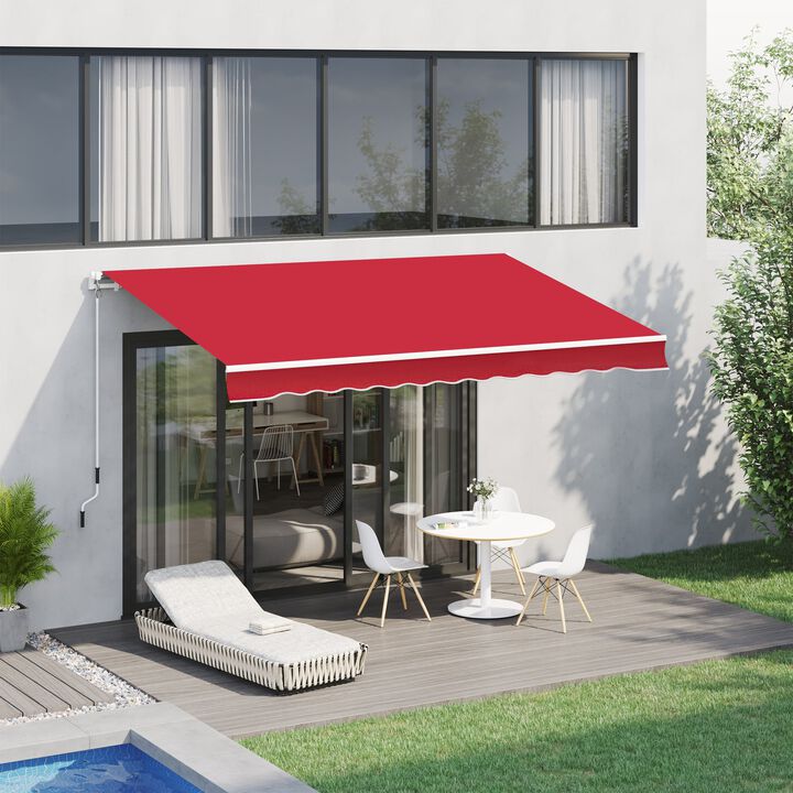 Wine Red Outdoor Shade: 12'x10' Manual Retractable Awning